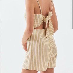 PacSun Yellow and White Stripe Romper Size Small